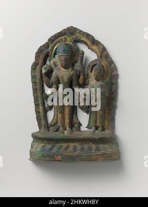 Arte ispirata da immagine della coppia di dio Vishnu e Shri, immagine della coppia di dio Vishnu e Shri. Circondate da un alone, le due divinità si trovano su una base di loto. Vishnu ha quattro braccia con un disco di lancio e conchiglie nelle mani destra e un club e loto nella sinistra. La dea ha, opere classiche modernizzate da Artotop con un tuffo di modernità. Forme, colore e valore, impatto visivo accattivante sulle emozioni artistiche attraverso la libertà delle opere d'arte in modo contemporaneo. Un messaggio senza tempo che persegue una nuova direzione selvaggiamente creativa. Artisti che si rivolgono al supporto digitale e creano l'NFT Artotop Foto Stock