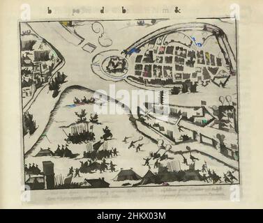 Arte ispirata all'assedio di Sluis di Parma, 1587, assedio e cattura di Sluis da parte dell'esercito di Parma, 5 agosto 1587. Vista della città con le posizioni dell'esercito spagnolo. Sulla sinistra l'ingresso attraverso l'acqua è chiuso dalle navi di Parma. Con didascalia di 4 righe in latino. Opere numerate, classiche modernizzate da Artotop con un tocco di modernità. Forme, colore e valore, impatto visivo accattivante sulle emozioni artistiche attraverso la libertà delle opere d'arte in modo contemporaneo. Un messaggio senza tempo che persegue una nuova direzione selvaggiamente creativa. Artisti che si rivolgono al supporto digitale e creano l'NFT Artotop Foto Stock