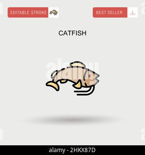 Icona vettore semplice catfish. Illustrazione Vettoriale