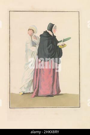 Arte ispirata da madre e figlia a piedi verso la Chiesa, una donna e figlia cittadina, andare in Chiesa, une Femme borghesia &amp; sa Fille, allant à l'Eglise, Una donna cittadina e sua figlia a piedi per la Chiesa. La donna che tiene una Bibbia, e la figlia che tiene un ventilatore guarda indietro. Parte di, opere classiche modernizzate da Artotop con un tuffo di modernità. Forme, colore e valore, impatto visivo accattivante sulle emozioni artistiche attraverso la libertà delle opere d'arte in modo contemporaneo. Un messaggio senza tempo che persegue una nuova direzione selvaggiamente creativa. Artisti che si rivolgono al supporto digitale e creano l'NFT Artotop Foto Stock