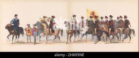 Art Inspired by Masquerade of the Leiden Students, 1870 (Plate 1), Geostumeerde optogt gehouden door de leden van het Leidsche Studentencorps den 7den Junij 1870, ter vierierierierierierierierieriering van den 295sten verjaardag der Leidsche Hoogeschool, voorstelt van bezoek gebragt in 1586, Leiden adoor, Leiden adoor, Leiden, Leiden adoor, Leiden adoor Opere classiche modernizzate da Artotop con un tocco di modernità. Forme, colore e valore, impatto visivo accattivante sulle emozioni artistiche attraverso la libertà delle opere d'arte in modo contemporaneo. Un messaggio senza tempo che persegue una nuova direzione selvaggiamente creativa. Artisti che si rivolgono al supporto digitale e creano l'NFT Artotop Foto Stock