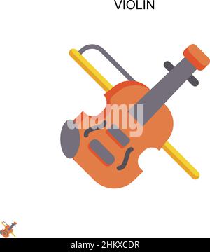 Icona vettore semplice violino. Modello di disegno del simbolo di illustrazione per l'elemento dell'interfaccia utente mobile Web. Illustrazione Vettoriale