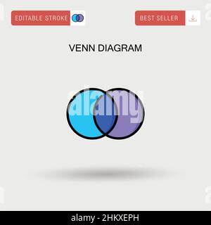 Icona vettoriale semplice diagramma Venn. Illustrazione Vettoriale