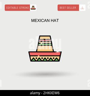 Cappello messicano semplice icona vettoriale. Illustrazione Vettoriale