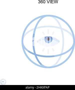 360 Visualizza icona vettore semplice. Modello di disegno del simbolo di illustrazione per l'elemento dell'interfaccia utente mobile Web. Illustrazione Vettoriale