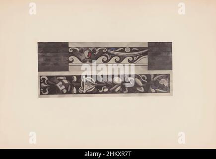 Arte ispirata a due stampe ornamentali con testa di donna alata e testa di leone su un muro, c.. 1875 - c. 1900, cartone, stampa albume, altezza 80 mm x larghezza 195 mm, opere classiche modernizzate da Artotop con un tocco di modernità. Forme, colore e valore, impatto visivo accattivante sulle emozioni artistiche attraverso la libertà delle opere d'arte in modo contemporaneo. Un messaggio senza tempo che persegue una nuova direzione selvaggiamente creativa. Artisti che si rivolgono al supporto digitale e creano l'NFT Artotop Foto Stock