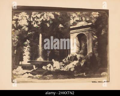 Arte ispirata da Fontana e un arco in un giardino (presumibilmente) a Roma, Gustave Eugène Chauffourier (attribuita a), Roma, c.. 1875 - c. 1900, supporto fotografico, stampa albume, altezza 193 mm x larghezza 242 mm, opere classiche modernizzate da Artotop con un tocco di modernità. Forme, colore e valore, impatto visivo accattivante sulle emozioni artistiche attraverso la libertà delle opere d'arte in modo contemporaneo. Un messaggio senza tempo che persegue una nuova direzione selvaggiamente creativa. Artisti che si rivolgono al supporto digitale e creano l'NFT Artotop Foto Stock