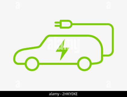 Auto elettrica con icona vettore del cavo di ricarica Illustrazione Vettoriale