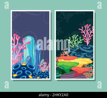 banner verticali coralli Illustrazione Vettoriale