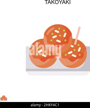 Icona vettoriale semplice Takoyaki. Modello di disegno del simbolo di illustrazione per l'elemento dell'interfaccia utente mobile Web. Illustrazione Vettoriale