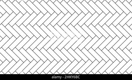 Pavimento a spina di pesce. Trama diagonale. Motivo in bianco e nero. Illustrazione vettoriale. Illustrazione Vettoriale