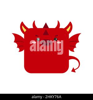 Quadrato rosso drago cinese zodiaco faccia animale icona isolato su sfondo bianco. Illustrazione Vettoriale