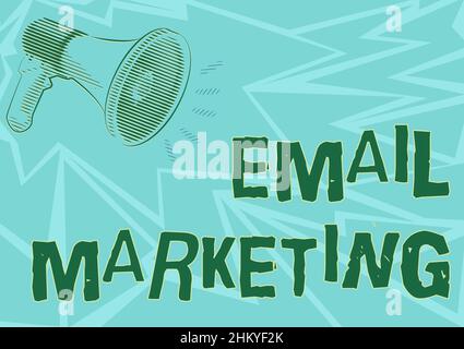 Didascalia concettuale e-mail marketing. Concetto significa inviare un messaggio commerciale a un gruppo di mostrare usando la posta Illustrazione di Un megafono forte Foto Stock