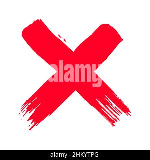 Grunge sporco disegnato a mano con tratti di pennello croce x icona illustrazione vettoriale. Illustrazione Vettoriale