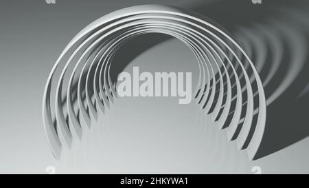 3D illustrazione - futuristico tunnel bianco. Il concetto di corridoio illuminato, interior design, astronave, scienza, laboratorio, tecnologia, scienza, architettura Foto Stock