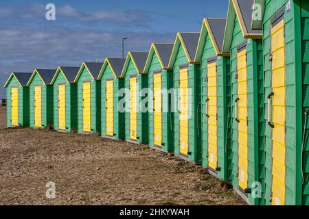 Beach Huts a Littlehampton Foto Stock