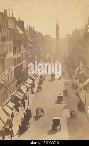 Arte ispirata da Street view di Rue de la Paix, Parigi, Rue de la Paix, carte-de-visite, cosiddetta istantanea, che mostra la prima strada di Place Vendôme a Parigi, con carrozze in movimento e persone a piedi., Parigi, c.. 1865, cartone, carta, stampa albume, altezza 101 mm x larghezza 64 mm, opere classiche modernizzate da Artotop con un tocco di modernità. Forme, colore e valore, impatto visivo accattivante sulle emozioni artistiche attraverso la libertà delle opere d'arte in modo contemporaneo. Un messaggio senza tempo che persegue una nuova direzione selvaggiamente creativa. Artisti che si rivolgono al supporto digitale e creano l'NFT Artotop Foto Stock