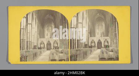 Arte ispirata dall'interno dell'Abbazia di Westminster, con vista del coro, l'abbazia di Westminster, la navata e il coro.-guardando est., il CH. Pumphrey & Co, l'abbazia di Westminster, il c.. 1850 - c. 1880, cartone, stampa albume, altezza 85 mm x larghezza 170 mm, opere classiche modernizzate da Artotop con un tocco di modernità. Forme, colore e valore, impatto visivo accattivante sulle emozioni artistiche attraverso la libertà delle opere d'arte in modo contemporaneo. Un messaggio senza tempo che persegue una nuova direzione selvaggiamente creativa. Artisti che si rivolgono al supporto digitale e creano l'NFT Artotop Foto Stock
