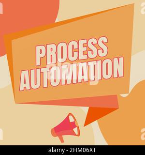 Automazione del processo di scrittura a mano. La trasformazione concettuale delle foto ha semplificato la Robotica per evitare la ridondanza Megaphone disegno parlare con Chat Box Foto Stock