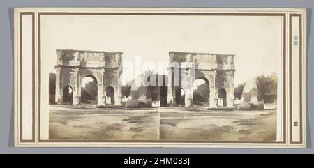 Arte ispirata alla vista dell'Arco di Costantino a Roma, Arco di Costantino presero dal Colosseo (Roma), Siracusa, Sommer & Behles, Roma, c.. 1860 - c. 1880, supporto fotografico, cartoncino, stampa albume, altezza 85 mm x larghezza 176 mm, opere classiche modernizzate da Artotop con un tocco di modernità. Forme, colore e valore, impatto visivo accattivante sulle emozioni artistiche attraverso la libertà delle opere d'arte in modo contemporaneo. Un messaggio senza tempo che persegue una nuova direzione selvaggiamente creativa. Artisti che si rivolgono al supporto digitale e creano l'NFT Artotop Foto Stock