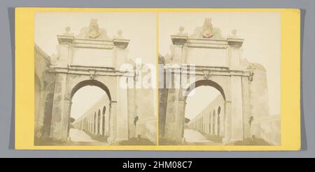 Arte ispirata alla vista dell'Arco di Paolo V sulla Via Aurelia Antica di Roma, Porte et Aqueducs Trajans (Roma), Roma, c.. 1850 - c. 1880, supporto fotografico, cartoncino, stampa albume, altezza 88 mm x larghezza 176 mm, opere classiche modernizzate da Artotop con un tocco di modernità. Forme, colore e valore, impatto visivo accattivante sulle emozioni artistiche attraverso la libertà delle opere d'arte in modo contemporaneo. Un messaggio senza tempo che persegue una nuova direzione selvaggiamente creativa. Artisti che si rivolgono al supporto digitale e creano l'NFT Artotop Foto Stock