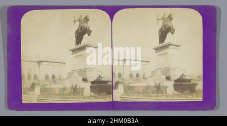 Arte ispirata alla statua equestre di Filippo IV di Spagna a Madrid, STATUA DI PHILIPPE IV, PLACE D'ORIENT, MADRID, Jean Andrieu, Plaza de Oriente, 1862 - 1876, cartoncino, stampa albume, altezza 85 mm x larghezza 170 mm, opere classiche modernizzate da Artotop con un tocco di modernità. Forme, colore e valore, impatto visivo accattivante sulle emozioni artistiche attraverso la libertà delle opere d'arte in modo contemporaneo. Un messaggio senza tempo che persegue una nuova direzione selvaggiamente creativa. Artisti che si rivolgono al supporto digitale e creano l'NFT Artotop Foto Stock