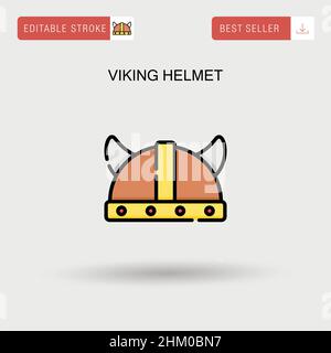 Semplice icona vettoriale del casco Viking. Illustrazione Vettoriale