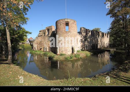 Castello ormeggiato a Bad Vilbel, Hesse, Germania Foto Stock