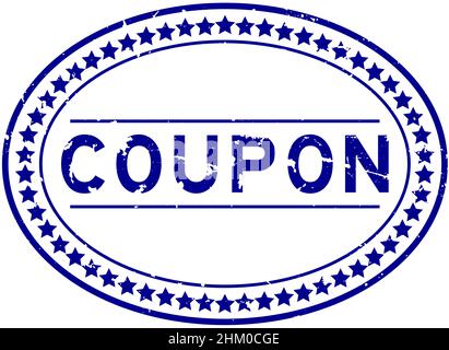 Grunge blu coupon parola ovale guarnizione di gomma timbro su sfondo bianco Illustrazione Vettoriale