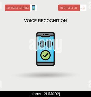 Semplice icona vettoriale per il riconoscimento vocale. Illustrazione Vettoriale