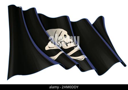 Illustrazione vettoriale di un agitato Jolly Roger del Pirato Enrico ogni. Tutti gli elementi in modo preciso su livelli e gruppi ben definiti. Illustrazione Vettoriale