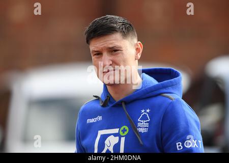 NOTTINGHAM, REGNO UNITO. FEBBRAIO 6th Joe Lolley di Nottingham Forest durante la partita di fa Cup tra Nottingham Forest e Leicester City al City Ground di Nottingham domenica 6th febbraio 2022. (Credit: Jon Hobley | MI News) Credit: MI News & Sport /Alamy Live News Foto Stock