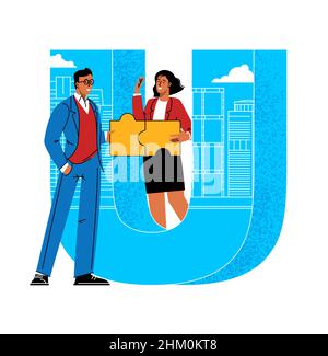 Alfabeto inglese con personaggi. Illustrazione Vettoriale