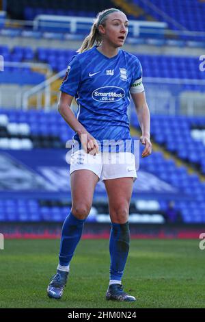 BIRMINGHAM, REGNO UNITO. FEB 6th Louise Quinn di Birmingham City è stato raffigurato durante la partita della Barclays fa Women's Super League tra Birmingham City e Leicester City a St Andrews, Birmingham domenica 6th febbraio 2022. (Credit: Kieran Riley | MI News) Credit: MI News & Sport /Alamy Live News Foto Stock