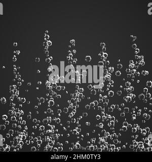 Le bollicine sgorgano sotto l'acqua che frizza soda pop, champagne. Illustrazione vettoriale su sfondo trasparente Illustrazione Vettoriale