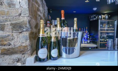 Il bar e lounge Champagne del Bodmin Jail Hotel in cornovaglia Foto Stock