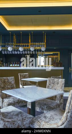 Il bar e lounge Champagne del Bodmin Jail Hotel in cornovaglia Foto Stock