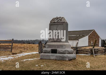 Monumento al reggimento di fanteria della Pennsylvania del 150th, Gettysburg National Military Park, Pennsylvania, USA Foto Stock