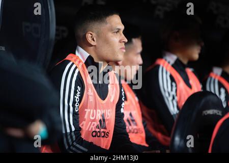 Buenos Aires, Argentina. 05th Feb 2022. Juan Fernando Quintero di River Plate prima dell'amichevole partita tra River Plate e Velez Sarfield, allo Stadio Monumentale Antonio Vespucio Liberti. (Foto di Manuel Cortina/SOPA Images/Sipa USA) Credit: Sipa USA/Alamy Live News Foto Stock