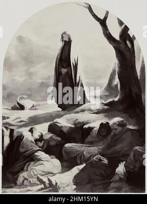 Arte ispirata dalla fotoreproduzione di un dipinto di Cristo nel giardino del Getsemani di Paul Delaroche, le Christ en Getsemane, Robert Jefferson Bingham, dopo: Paul Delaroche, Parigi, c. 1853 - in o prima del 1858, carta, stampa albume, incisione, altezza 119 mm x larghezza 90 mm altezza 184, opere classiche modernizzate da Artotop con un tuffo di modernità. Forme, colore e valore, impatto visivo accattivante sulle emozioni artistiche attraverso la libertà delle opere d'arte in modo contemporaneo. Un messaggio senza tempo che persegue una nuova direzione selvaggiamente creativa. Artisti che si rivolgono al supporto digitale e creano l'NFT Artotop Foto Stock
