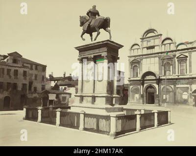 Arte ispirata alla statua equestre di Bartolomeo Colleoni a Venezia, Monumento a Bartolomeo Colleoni a SS. Giovanni e Paolo, Venezia, Carlo Naya, Andrea del Verrocchio, Venezia, 1876, cartone, carta, stampa albume, altezza 317 mm x larghezza 405 mm altezza 272 mm x larghezza 360 mm, opere classiche modernizzate da Artotop con un tocco di modernità. Forme, colore e valore, impatto visivo accattivante sulle emozioni artistiche attraverso la libertà delle opere d'arte in modo contemporaneo. Un messaggio senza tempo che persegue una nuova direzione selvaggiamente creativa. Artisti che si rivolgono al supporto digitale e creano l'NFT Artotop Foto Stock