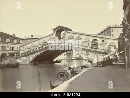 Arte ispirata dalla vista del ponte di Rialto sul Canal Grande di Venezia, Italia Rialto, Venezia, 1851 - 1900, cartone, Carta, stampa albume, altezza 414 mm x larghezza 528 mm altezza 250 mm x larghezza 352 mm, opere classiche modernizzate da Artotop con un tocco di modernità. Forme, colore e valore, impatto visivo accattivante sulle emozioni artistiche attraverso la libertà delle opere d'arte in modo contemporaneo. Un messaggio senza tempo che persegue una nuova direzione selvaggiamente creativa. Artisti che si rivolgono al supporto digitale e creano l'NFT Artotop Foto Stock