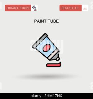 Icona vettoriale semplice del tubo di vernice. Illustrazione Vettoriale