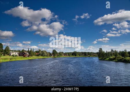 Vista sul fiume Vasterdalalven vicino a Gagnef Foto Stock