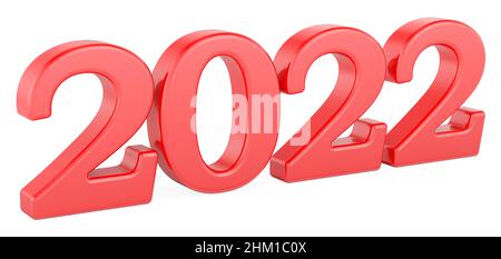 colore rosso 2022. 3D rendering isolato su sfondo bianco Foto Stock