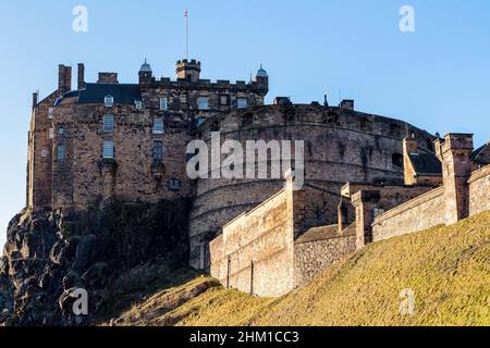 Castello di Edimburgo da Johnston Terrace a Edimburgo, Scozia, Regno Unito Foto Stock