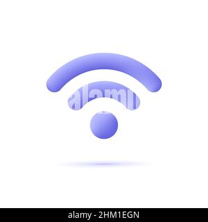 Segnale WiFi, connessione e simbolo di rete. 3d icona vettore. Stile minimal cartoon. Illustrazione Vettoriale