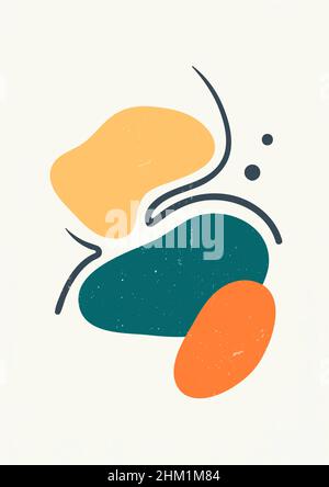 Arte testurizzata astratta con semplici forme geometriche e linee per la decorazione delle pareti, cartolina Illustrazione Vettoriale