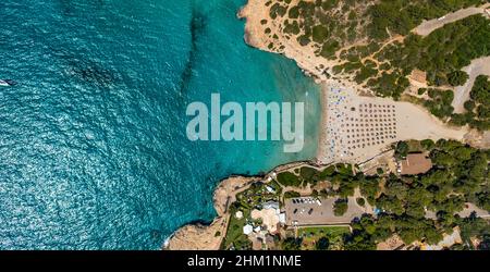 Veduta aerea, spiaggia Platja de Cala Domingos, Manacor, Mallorca, Isole Baleari, Spagna, Es, Europa, fotografia aerea, fotografia aerea Foto Stock