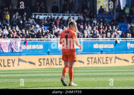 Barcellona, Catalogna. 6th Feb 2022. Sandra Panos f FC Barcelona in azione durante la partita Primera Iberdrola tra FC Barcelona Femeni e SD Eibar Femenino allo stadio Johan Cruyff.Partitura finale; FC Barcelona Femeni 7:0 SD Eibar Femenino (Credit Image: © Thiago Prudencio/DAX via ZUMA Press Wire) Foto Stock